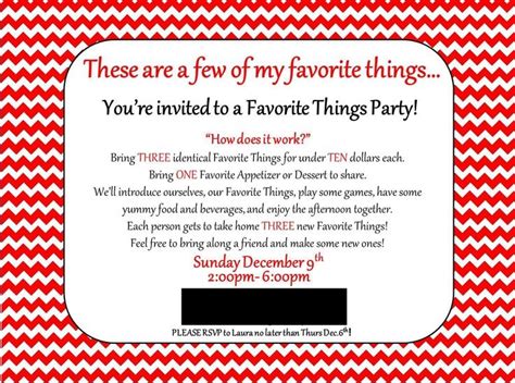 favorite things party invitation template free